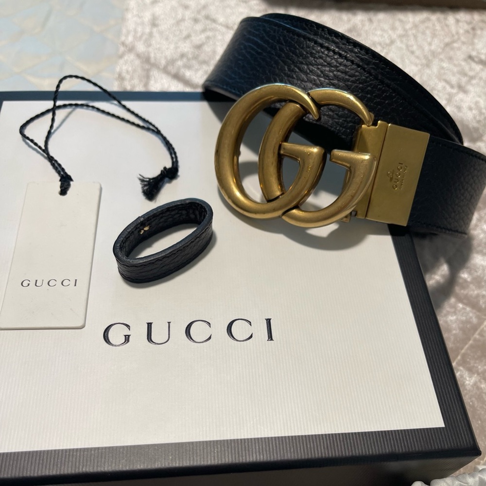 ORIGINAL/100% AUTHENTIC Gucci belt - reversible black/brown - unisex 4cm